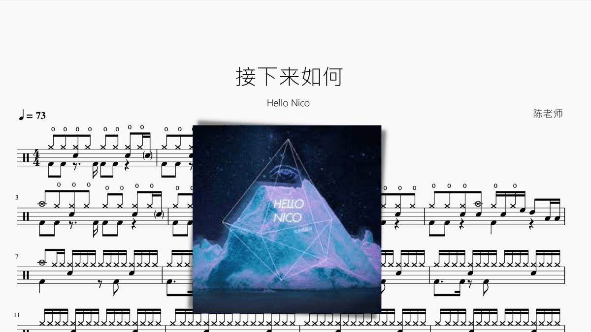 接下来如何【Hello Nico】 — partitura de batería Drumtabs