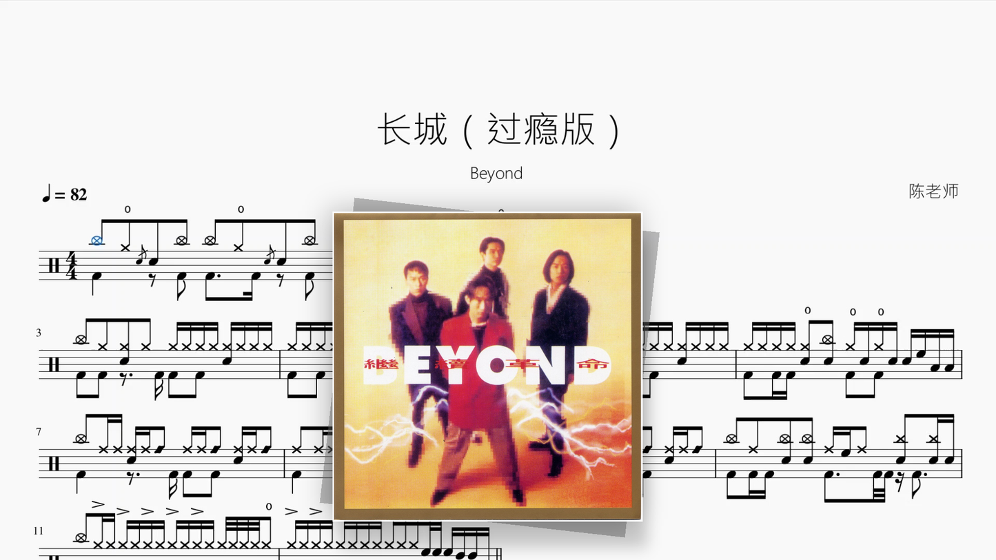 长城（过瘾版）【Beyond】 - 鼓譜 Drumtabs ドラム楽譜