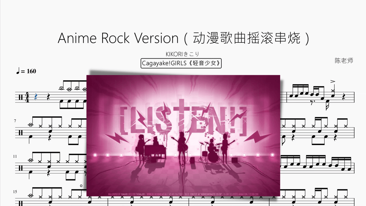 Anime Rock Version（动漫歌曲摇滚串烧）【KIKORIきこり 】 - 鼓譜 Drumtabs ドラム楽譜