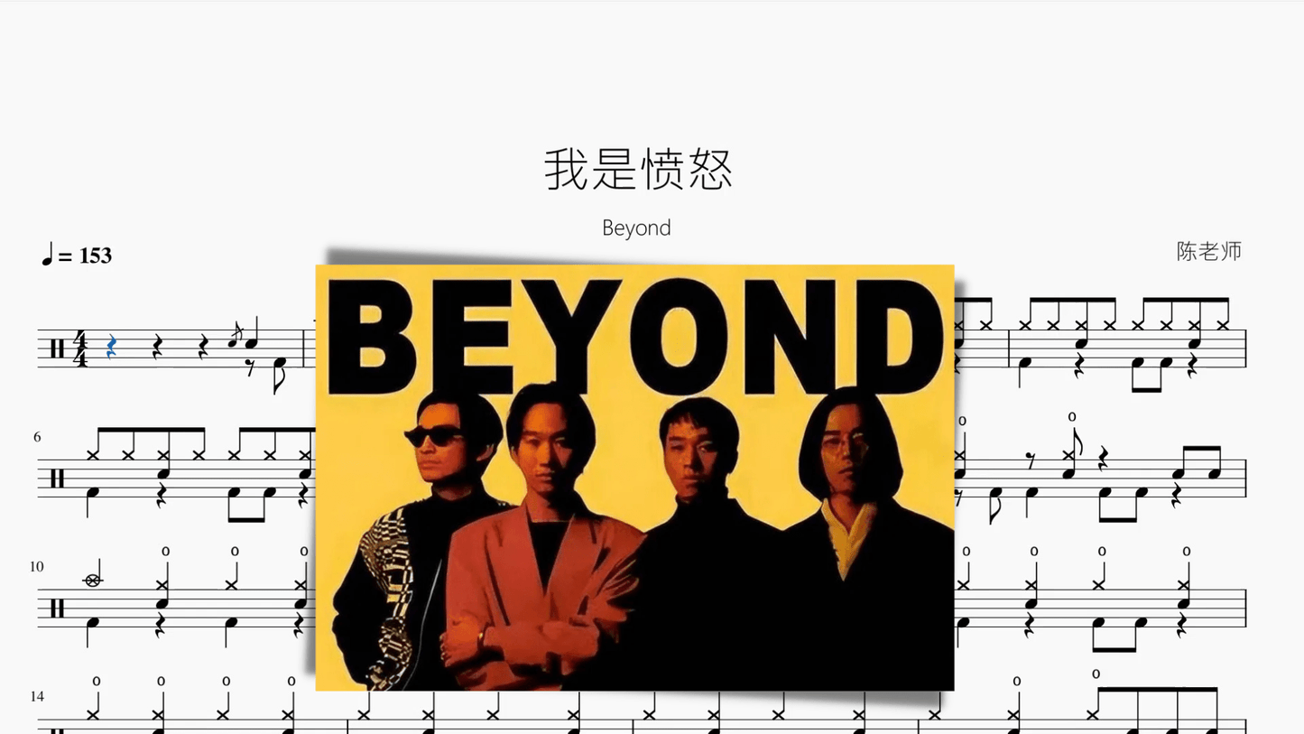 我是愤怒【Beyond】 - 鼓譜 Drumtabs ドラム楽譜