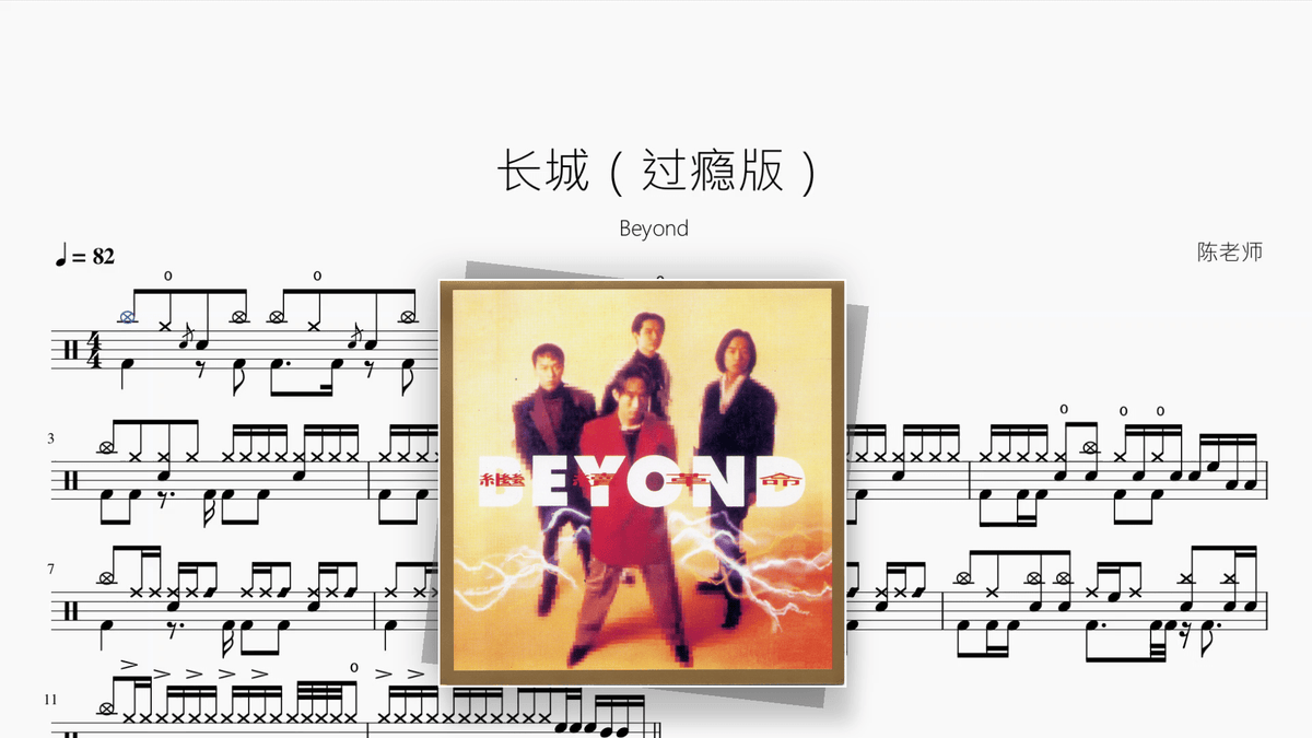 长城（过瘾版）【Beyond】 - Drum Sheet Music PDF cover