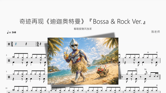奇迹再现《迪迦奥特曼》【Bossa & Rock Ver 】 - 鼓譜 Drumtabs ドラム楽譜