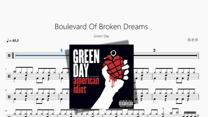 Boulevard Of Broken Dreams【Green Day】 - 鼓譜 Drumtabs ドラム楽譜