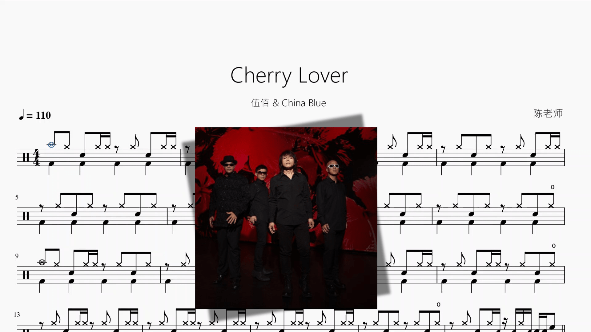 Cherry Lover【伍佰 & China Blue】 - 鼓譜 Drumtabs ドラム楽譜