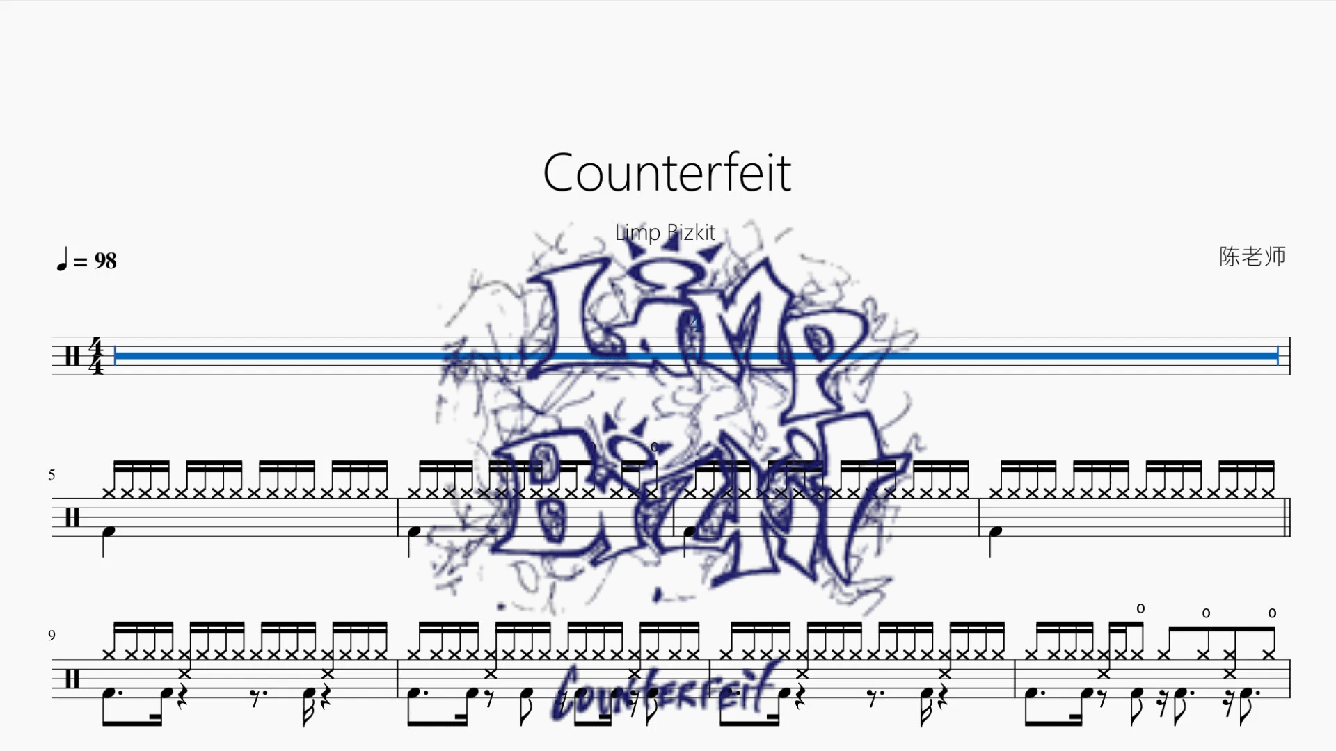 Counterfeit【Limp Bizkit】 - 鼓譜 Drumtabs ドラム楽譜