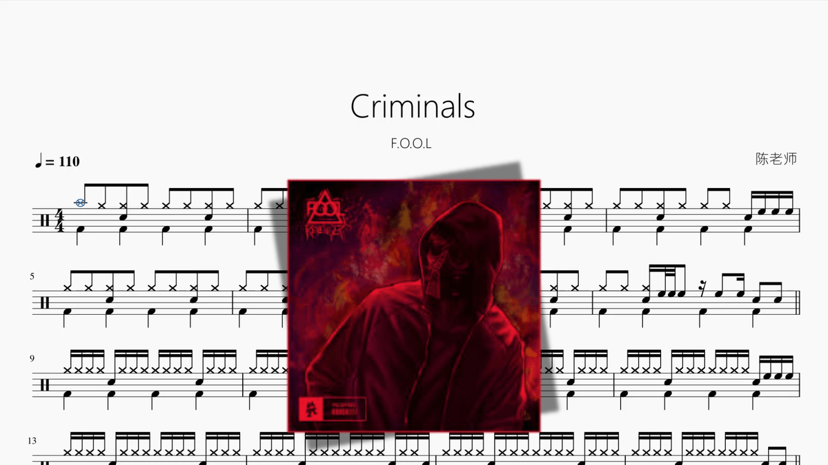 Criminals【F.O.O.L】 - 鼓譜 Drumtabs ドラム楽譜