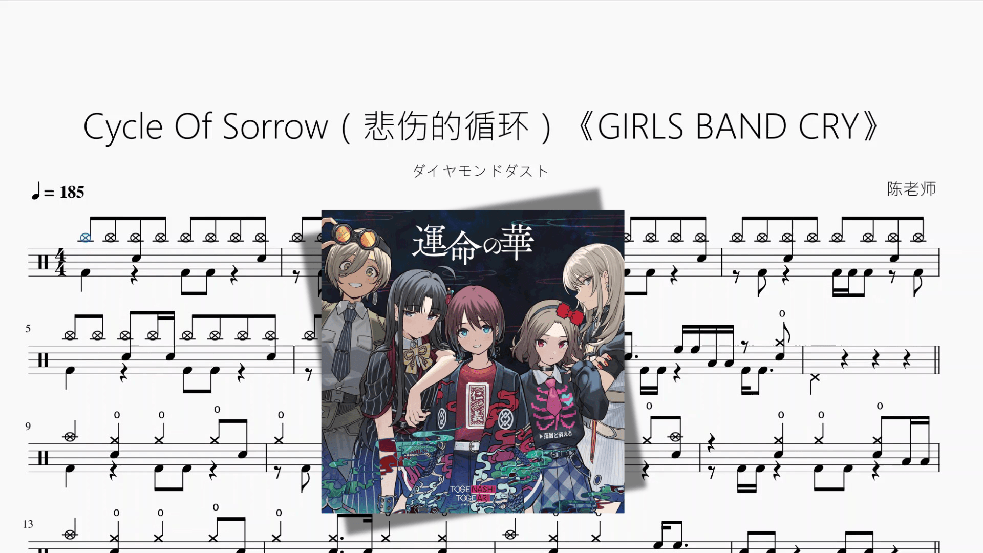 Cycle Of Sorrow（悲伤的循环）《GIRLS BAND CRY》【ダイヤモンドダスト】 - 鼓譜 Drumtabs ドラム楽譜