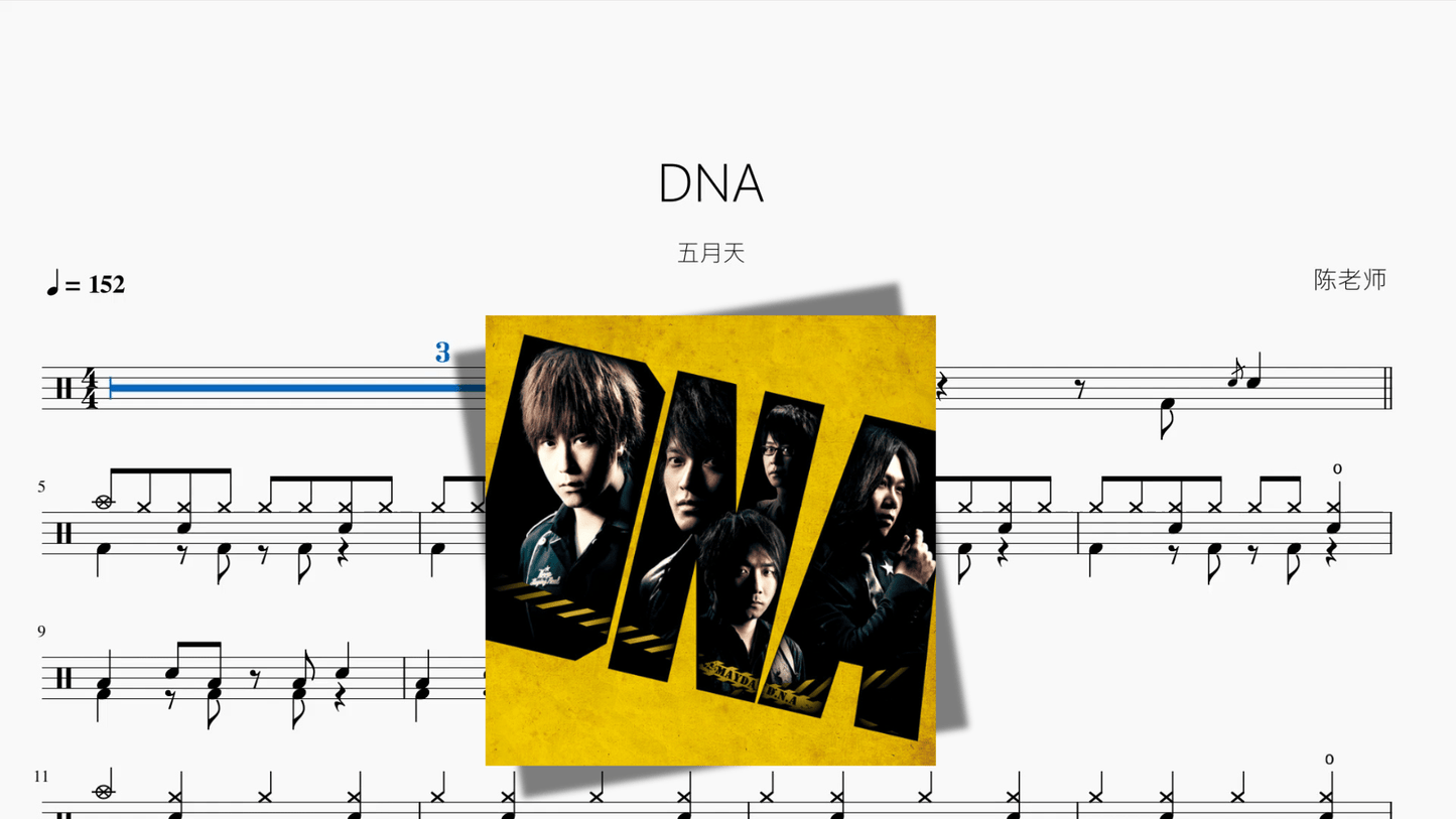 DNA【五月天】 - 鼓譜 Drumtabs ドラム楽譜
