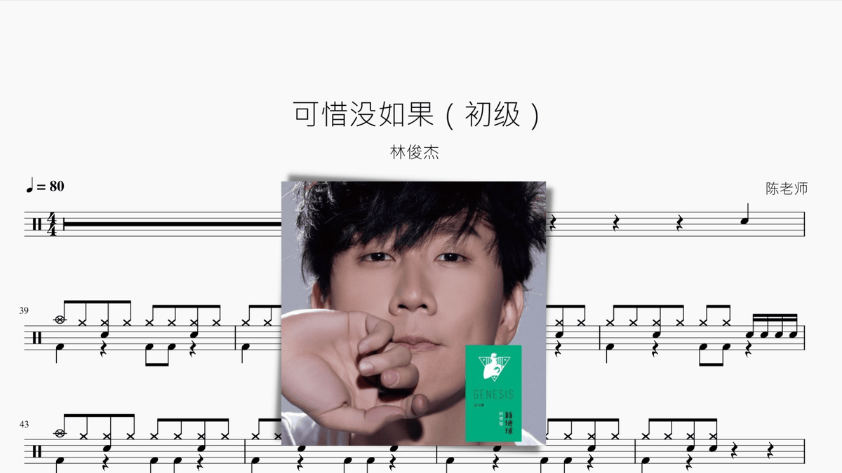 可惜沒如果（初級）【林俊杰】 - Drum Sheet Music PDF cover