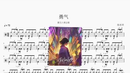勇气【夏日入侵企画】 - 鼓譜 Drumtabs ドラム楽譜