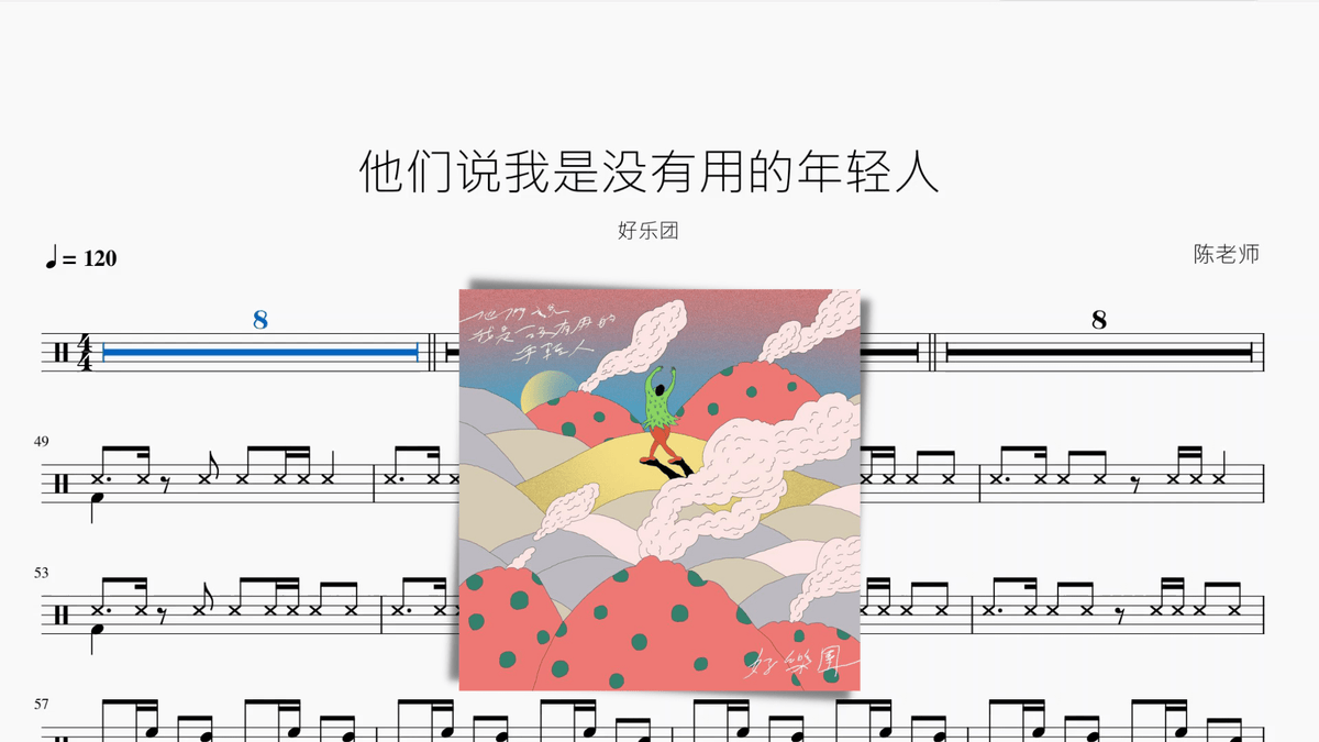 他们说我是没有用的年轻人【好乐团】 — partitura de batería Drumtabs
