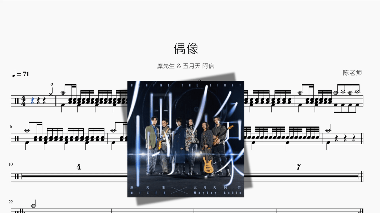 偶像【麋先生 & 五月天 阿信】 - 鼓譜 Drumtabs ドラム楽譜