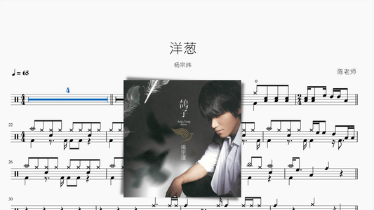 洋葱【杨宗纬】 — partitura de batería Drumtabs