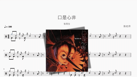 口是心非【张雨生】 - 鼓譜 Drumtabs ドラム楽譜