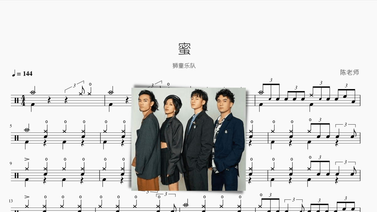 蜜【狮童乐队】 — partitura de batería Drumtabs