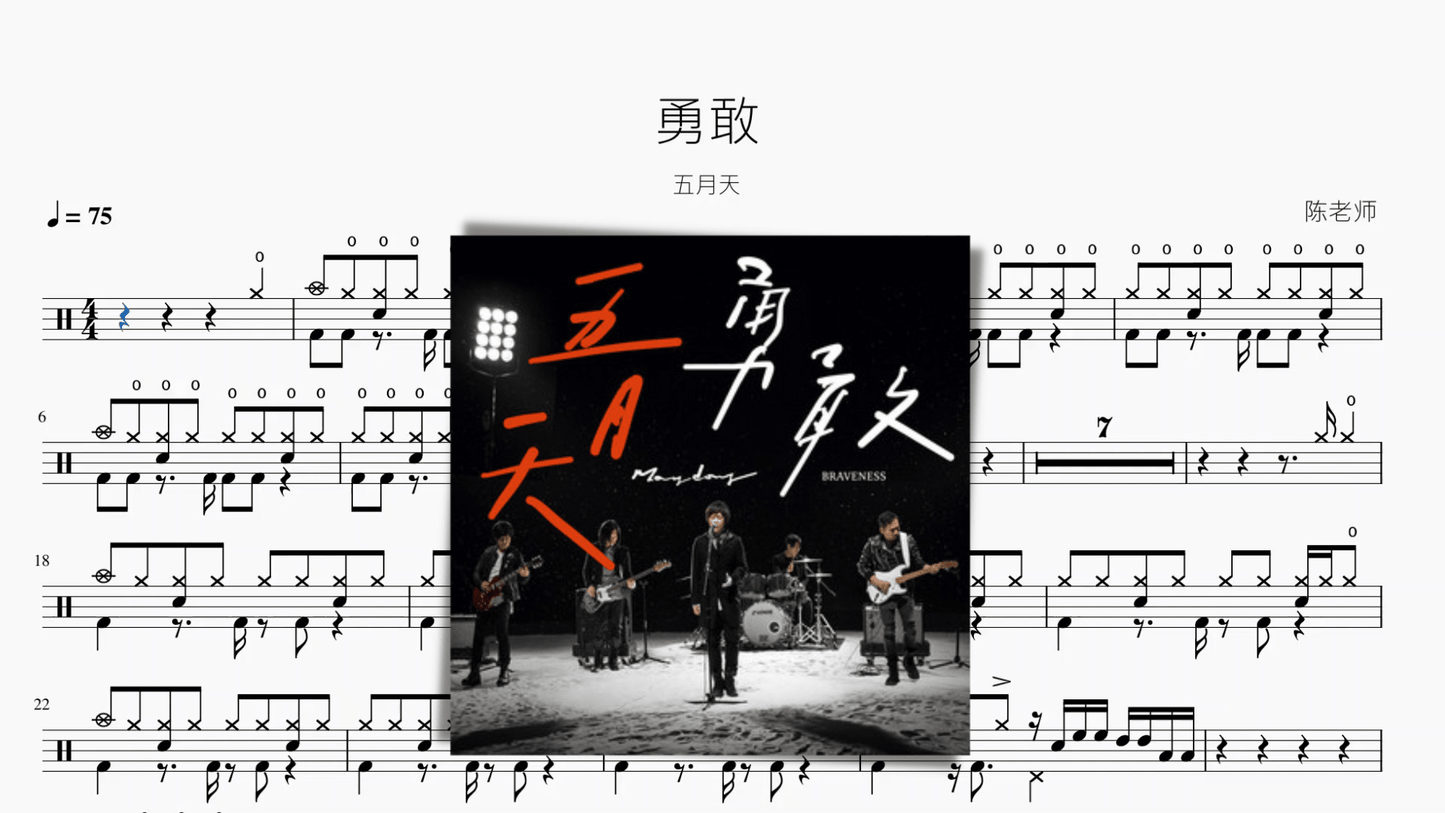 勇敢 五月天 - 鼓譜 Drumtabs ドラム楽譜