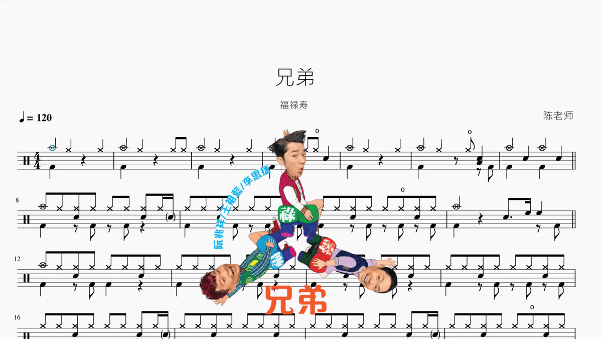 兄弟【福禄寿】 — partitura de batería Drumtabs