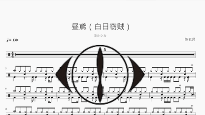 昼鳶（白日窃贼）【ヨルシカ】 - 鼓譜 Drumtabs ドラム楽譜