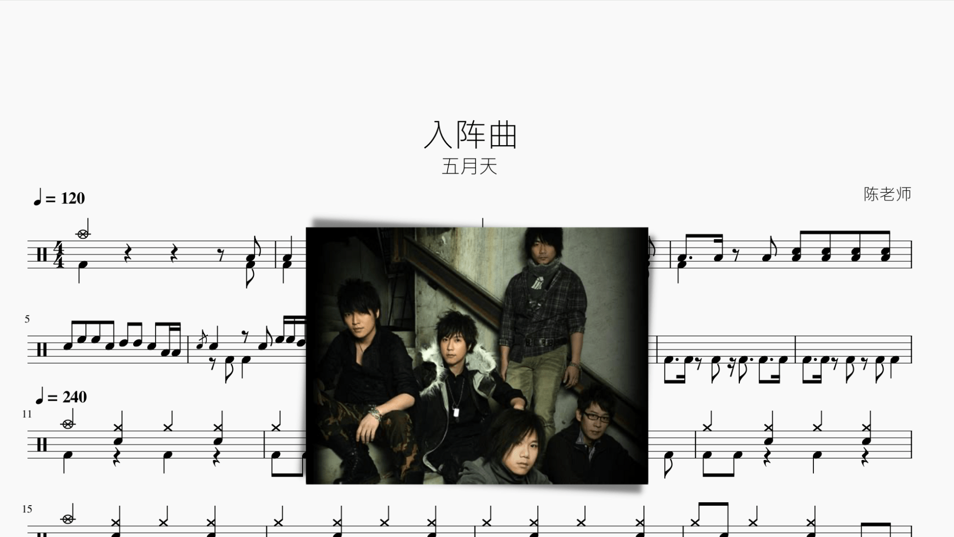入阵曲【五月天】 - 鼓譜 Drumtabs ドラム楽譜