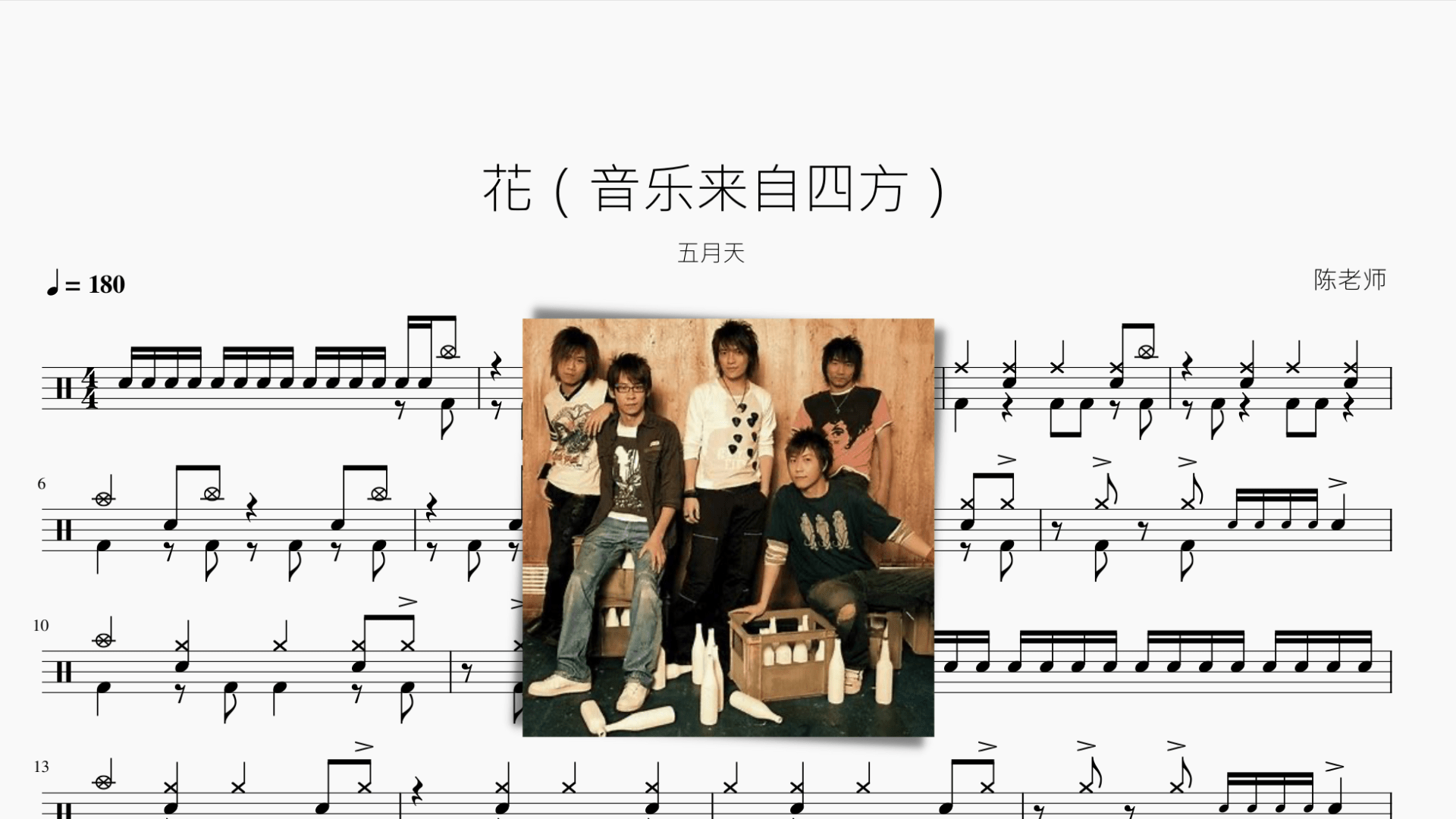 花（音乐来自四方）【五月天】 - 鼓譜 Drumtabs ドラム楽譜