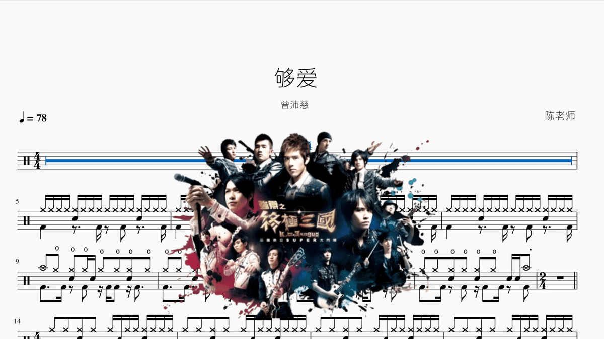 够爱【曾沛慈】 - 鼓譜 Drumtabs ドラム楽譜