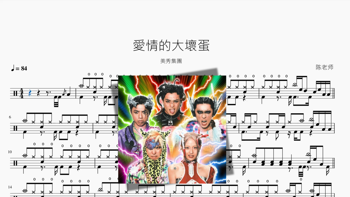 愛情的大壞蛋【美秀集團】 — partitura de batería Drumtabs