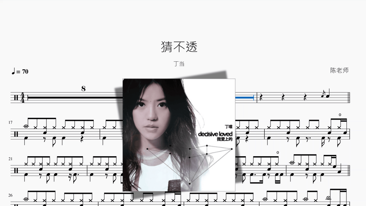 猜不透【丁当】 — partitura de batería Drumtabs