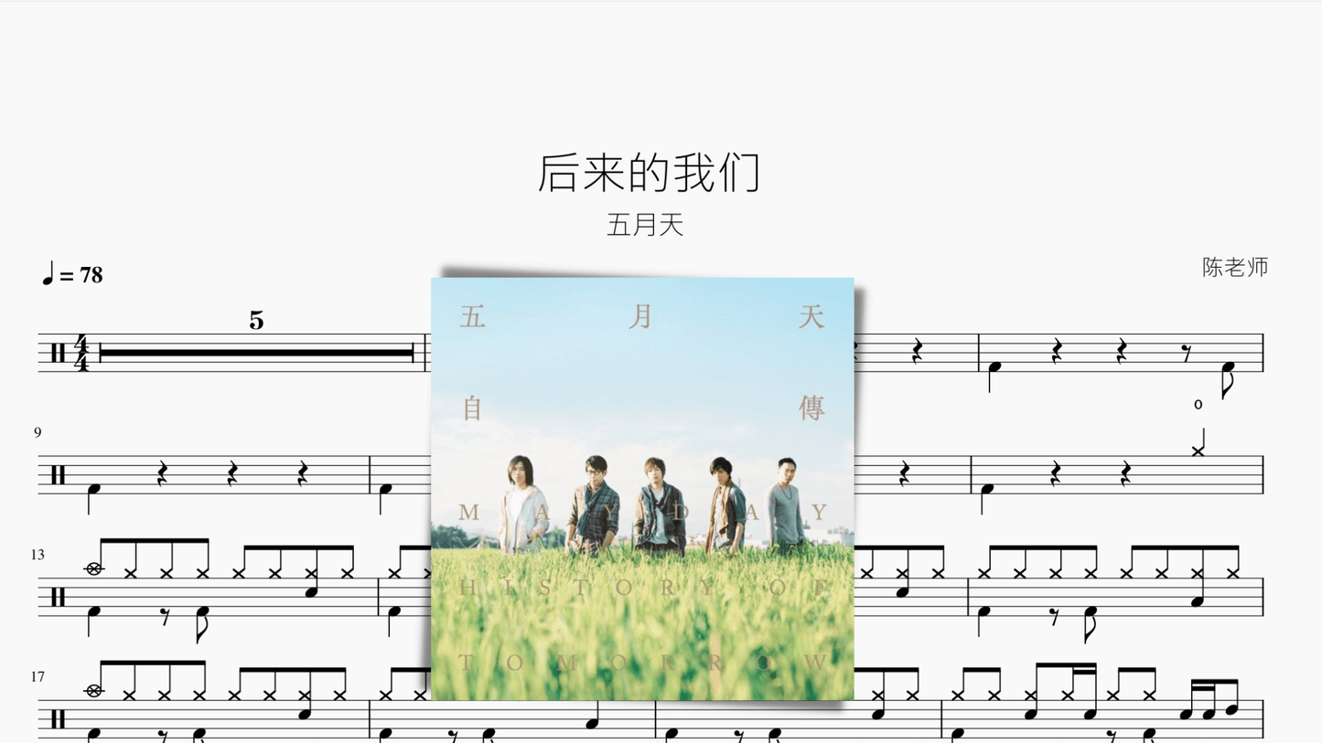 后来的我们【五月天】 - 鼓譜 Drumtabs ドラム楽譜