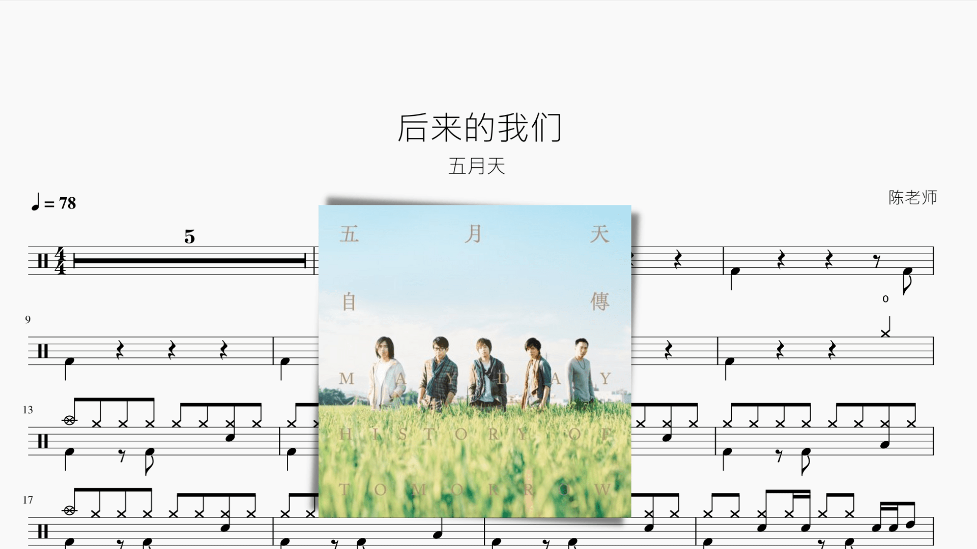 后来的我们【五月天】 - 鼓譜 Drumtabs ドラム楽譜