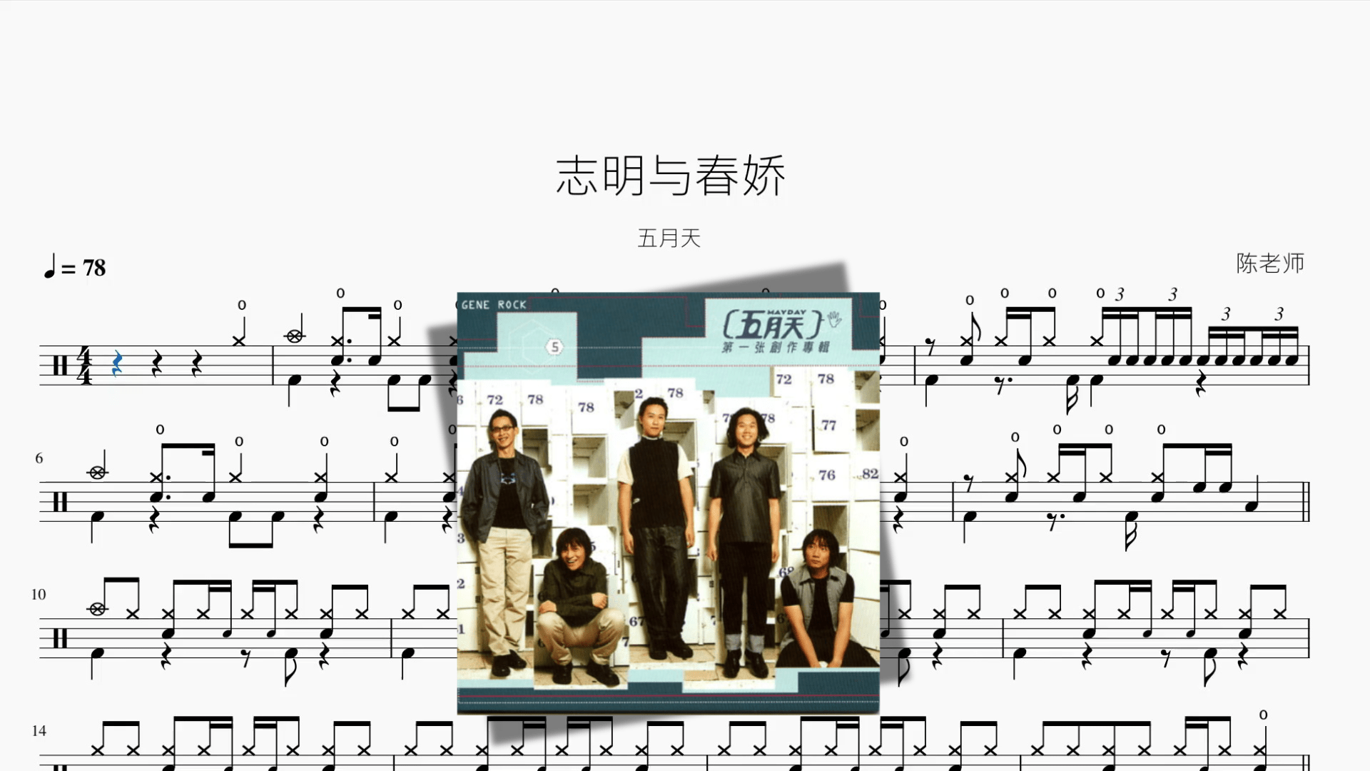 志明与春娇【五月天】 - 鼓譜 Drumtabs ドラム楽譜