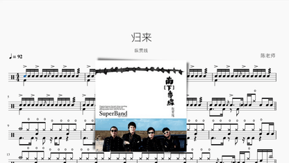 归来【纵贯线】 — partitura de batería Drumtabs