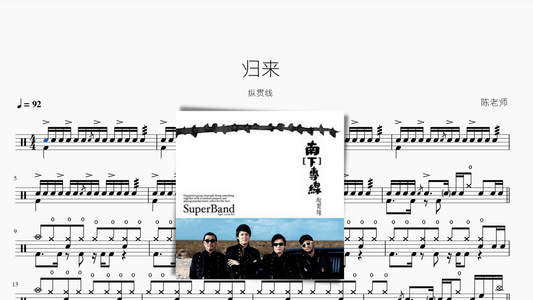 归来【纵贯线】 — partitura de batería Drumtabs