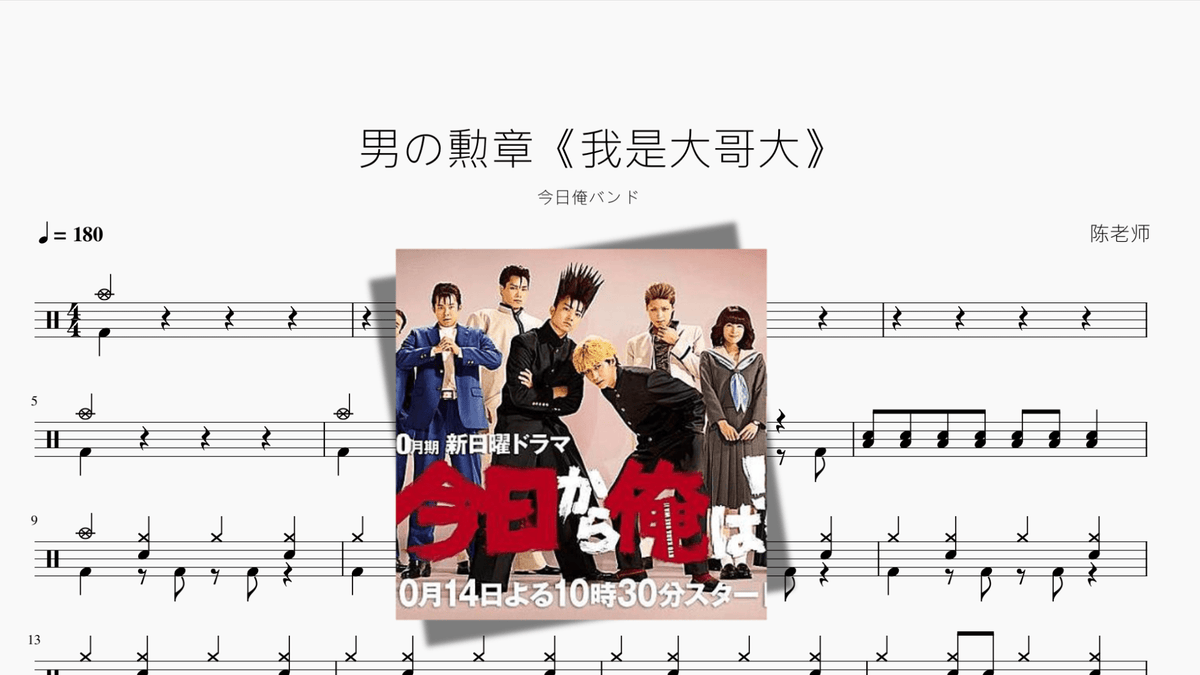 男の勲章【我是大哥大】 - 鼓譜 Drumtabs ドラム楽譜