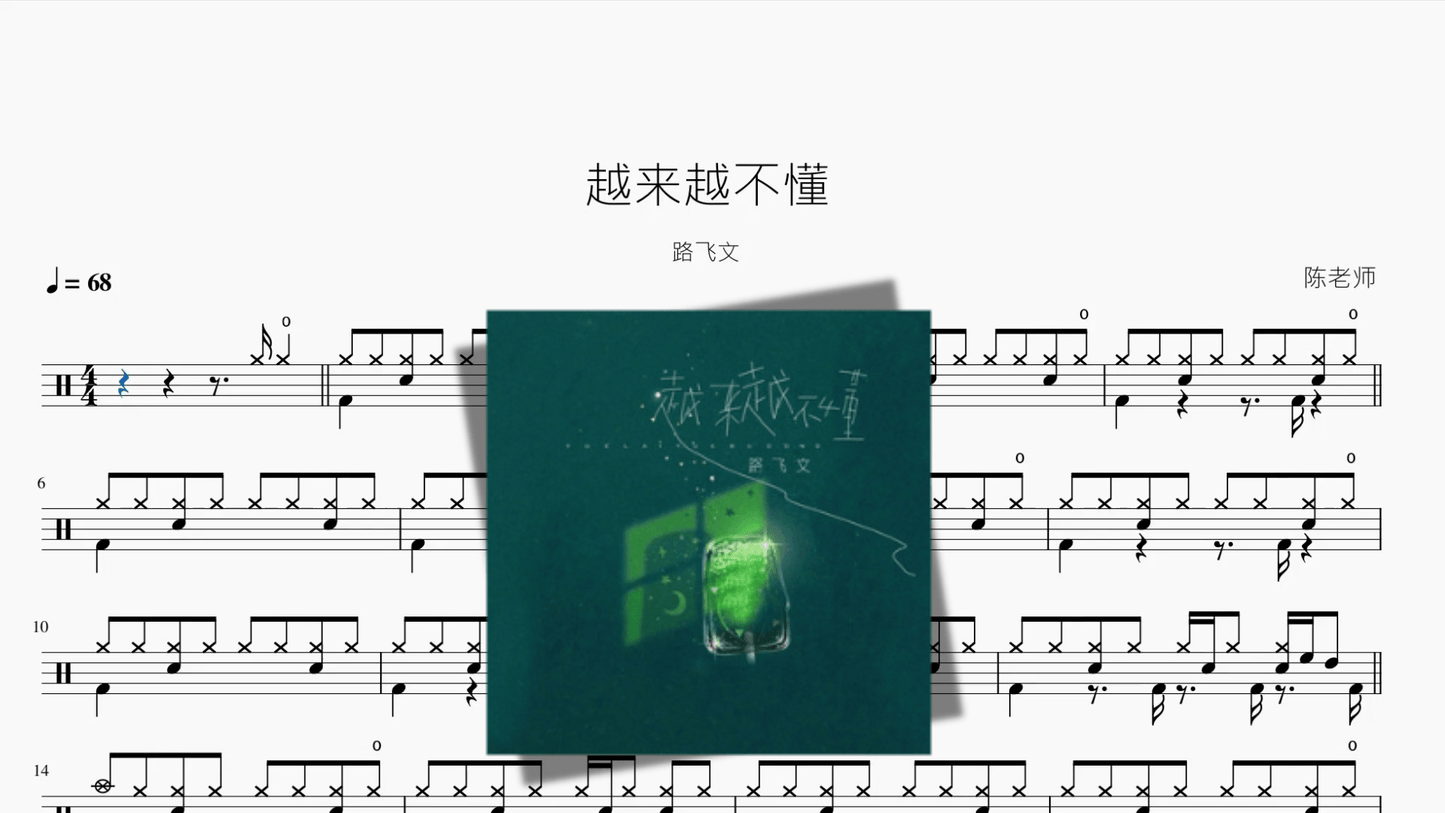 越来越不懂【路飞文】 - 鼓譜 Drumtabs ドラム楽譜