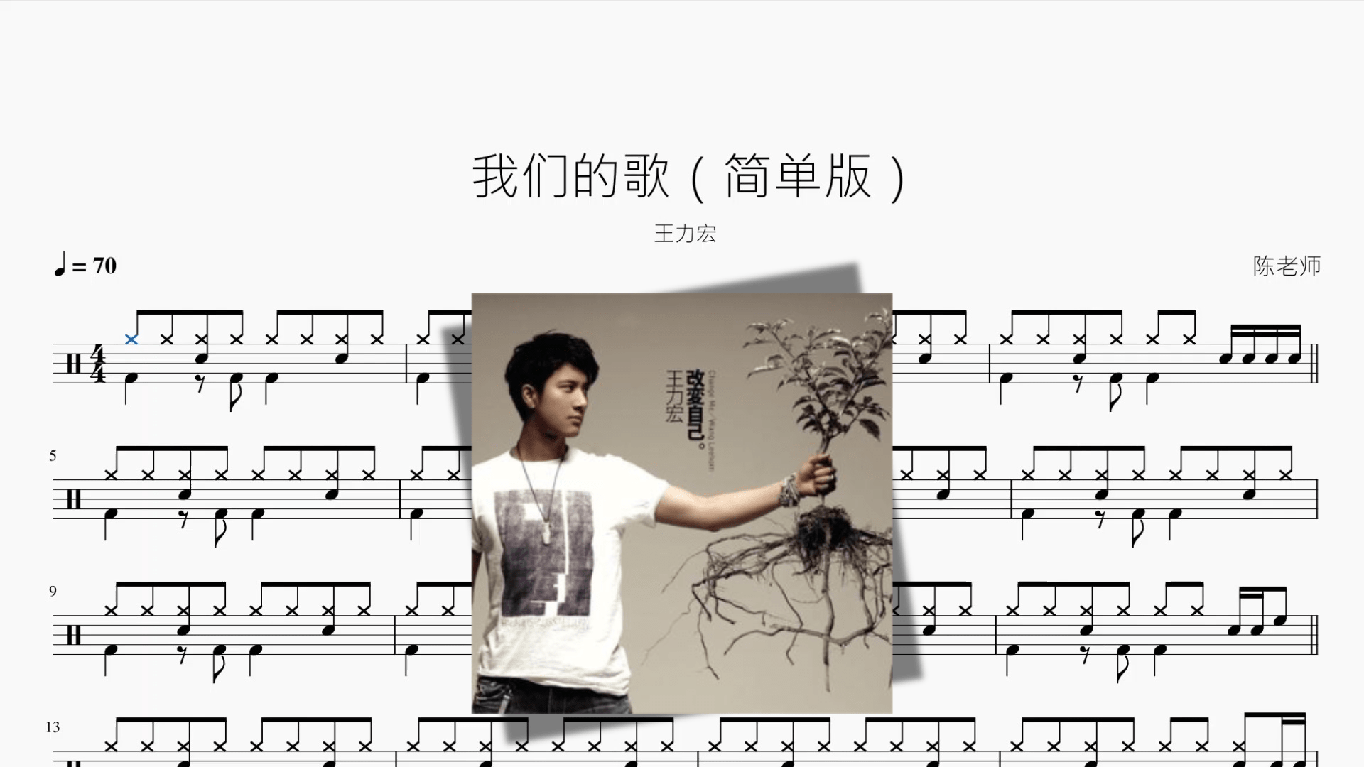 我们的歌（简单版）【王力宏】 - 鼓譜 Drumtabs ドラム楽譜