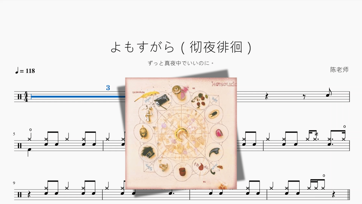 よもすがら（彻夜徘徊）【ずっと真夜中でいいのに。】 - 鼓譜 Drumtabs ドラム楽譜