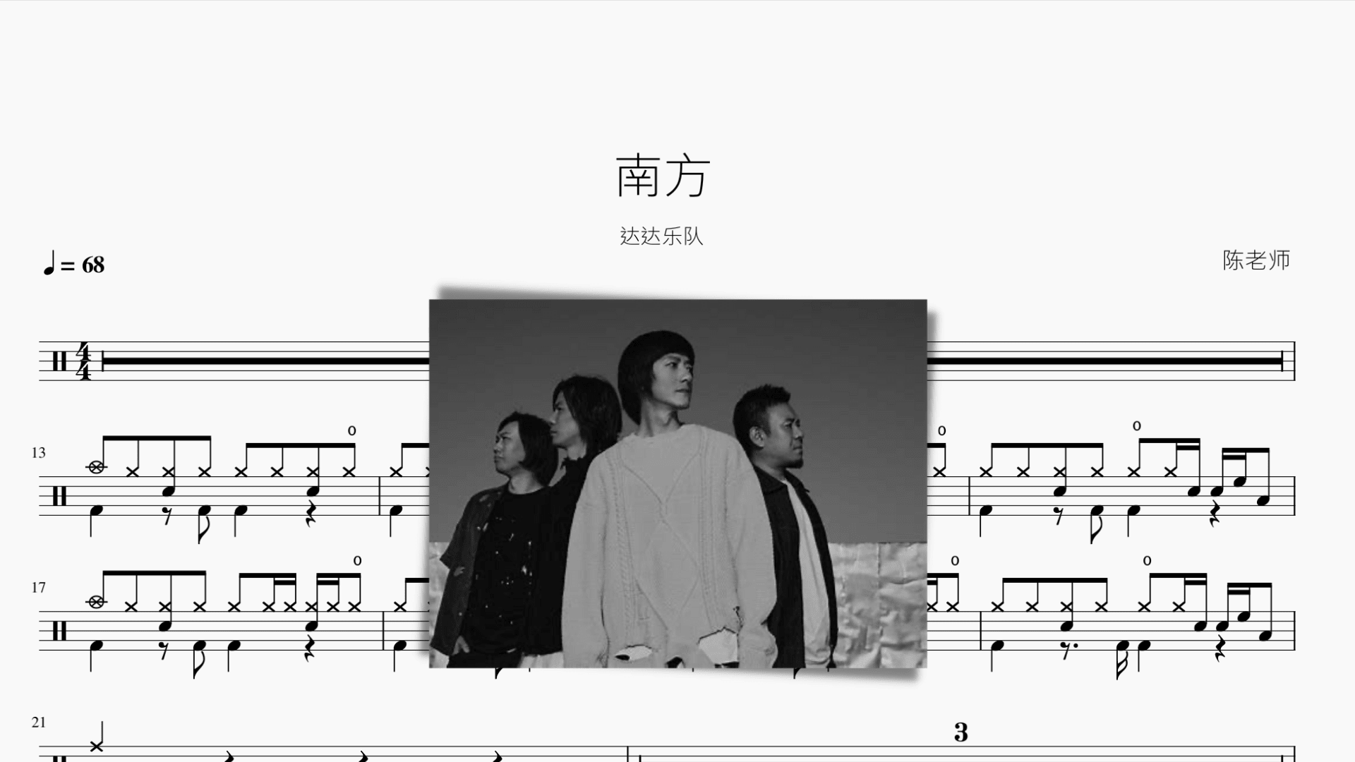 南方 达达乐队 - 鼓譜 Drumtabs ドラム楽譜