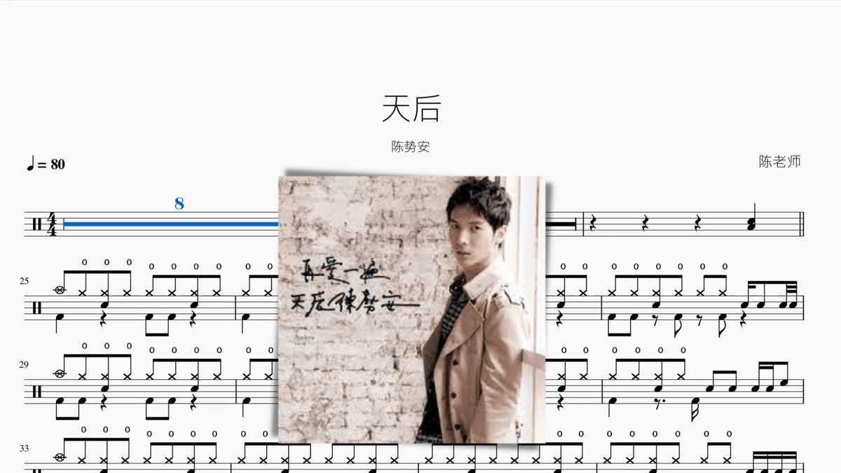 天后【陈势安】『重制版』 - 鼓譜 Drumtabs ドラム楽譜