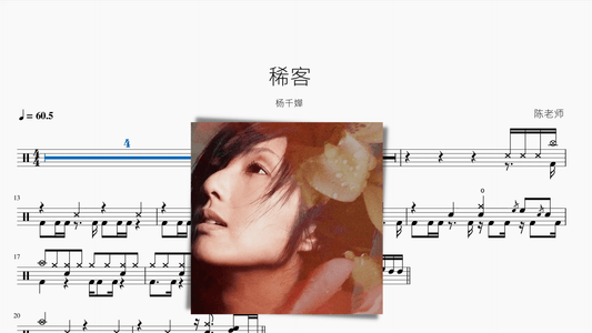 稀客【杨千嬅】 - 鼓譜 Drumtabs ドラム楽譜