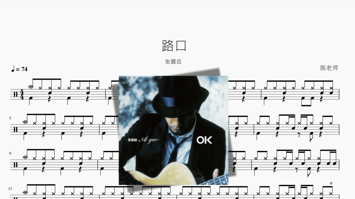 路口 张震岳 - 鼓譜 Drumtabs ドラム楽譜