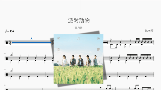 派对动物【五月天】 - 鼓譜 Drumtabs ドラム楽譜