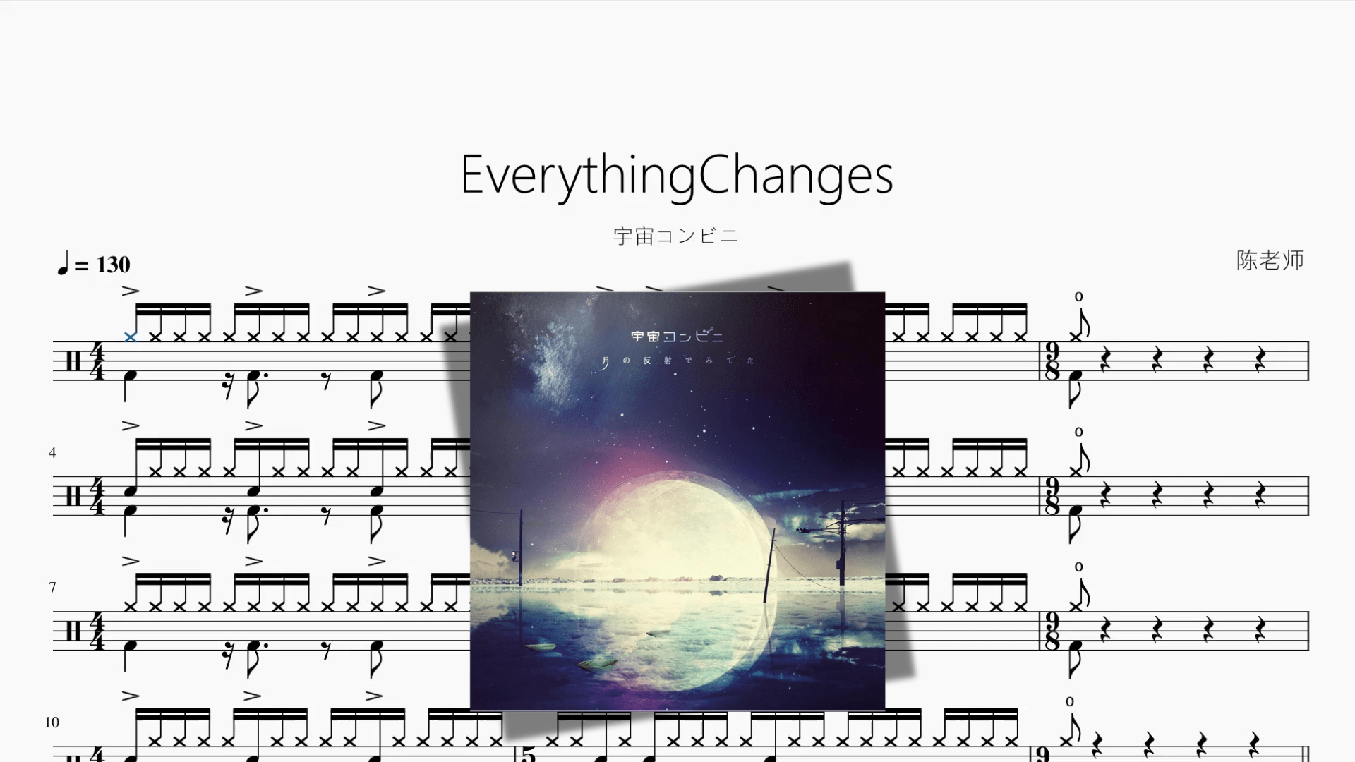 EverythingChanges【宇宙コンビニ】 - 鼓譜 Drumtabs ドラム楽譜