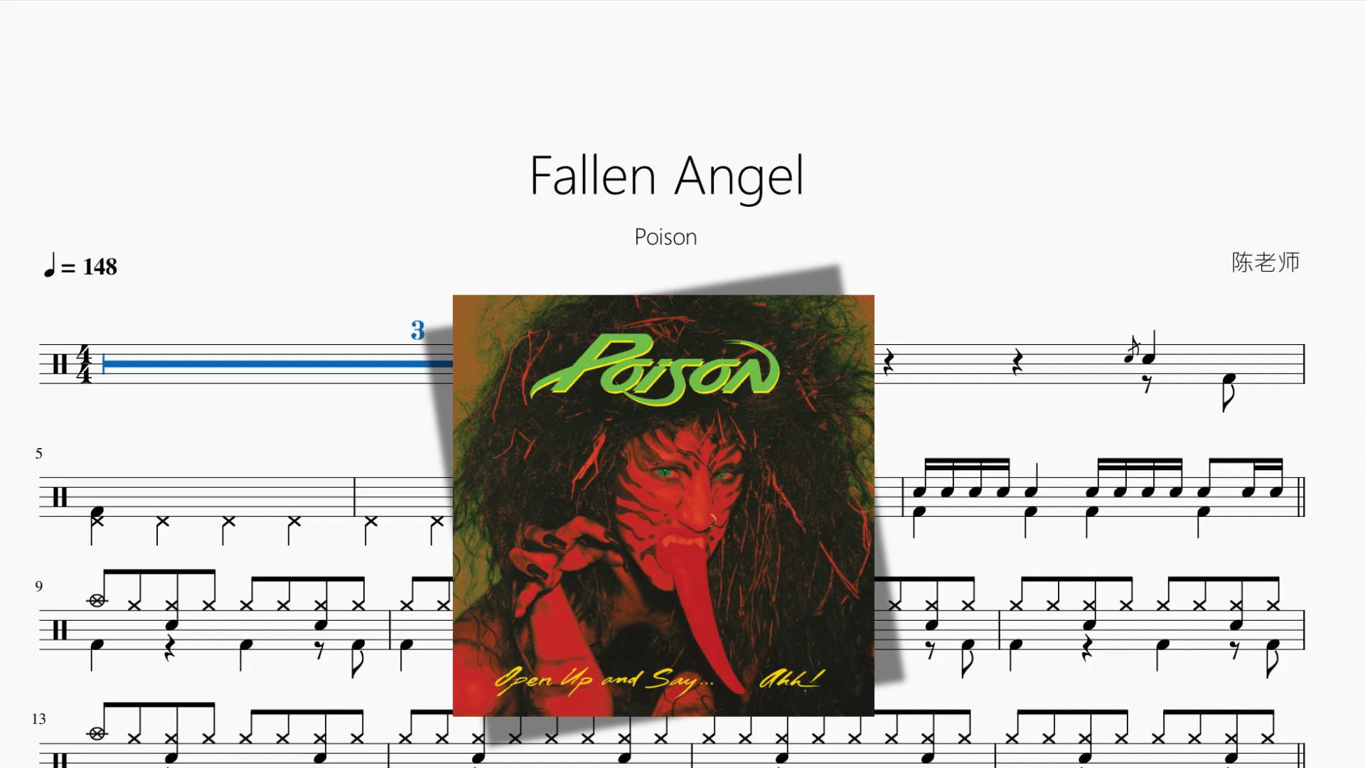 Fallen Angel【Poison】 - 鼓譜 Drumtabs ドラム楽譜