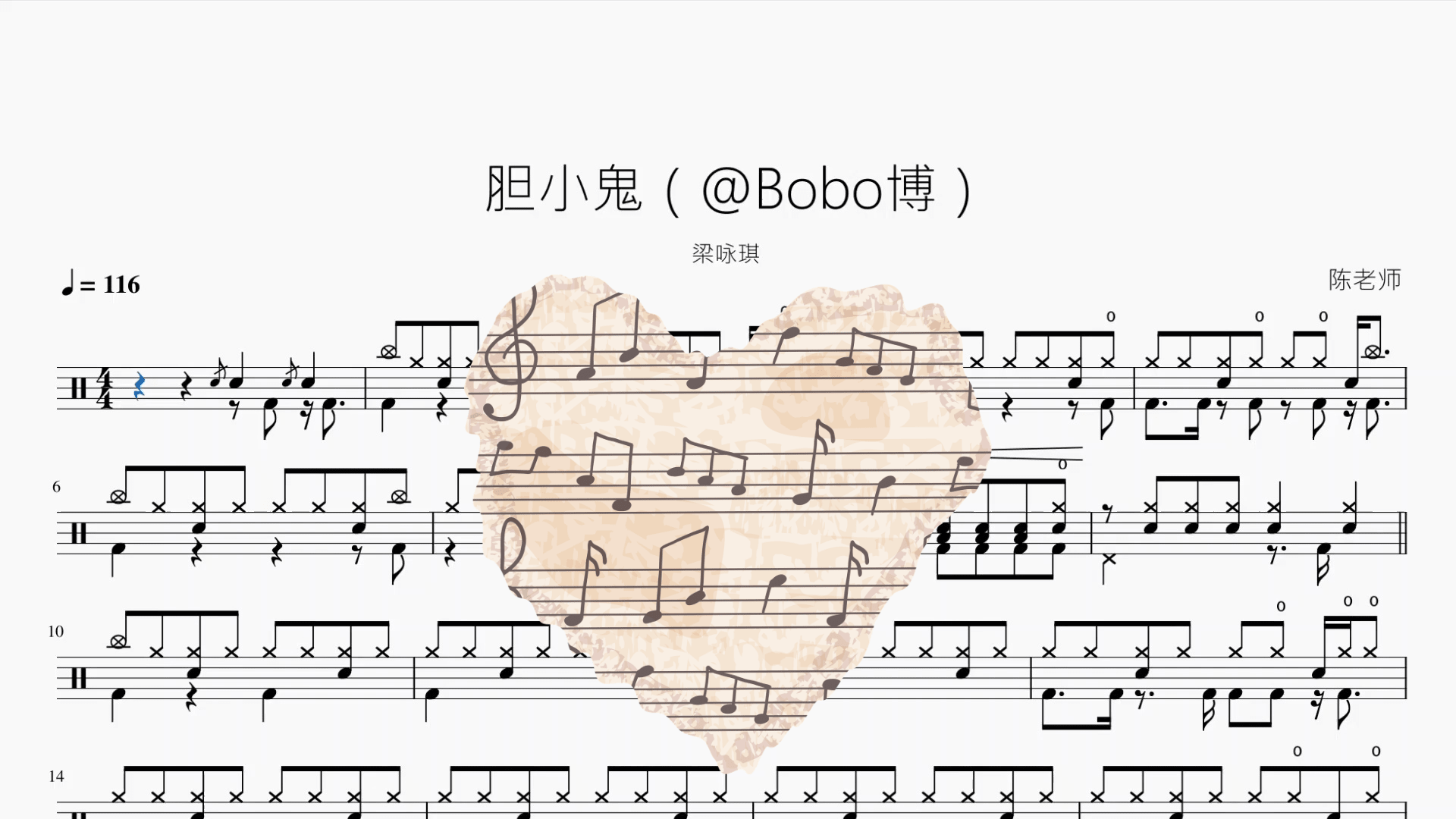 胆小鬼【Funk版】 - 鼓譜 Drumtabs ドラム楽譜