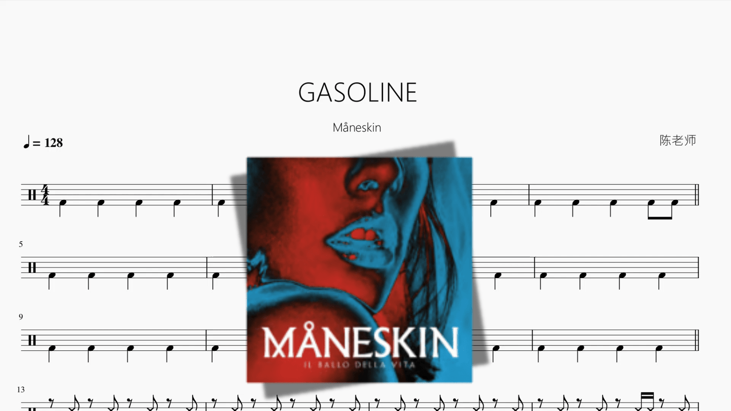 GASOLINE【Måneskin】 - 鼓譜 Drumtabs ドラム楽譜