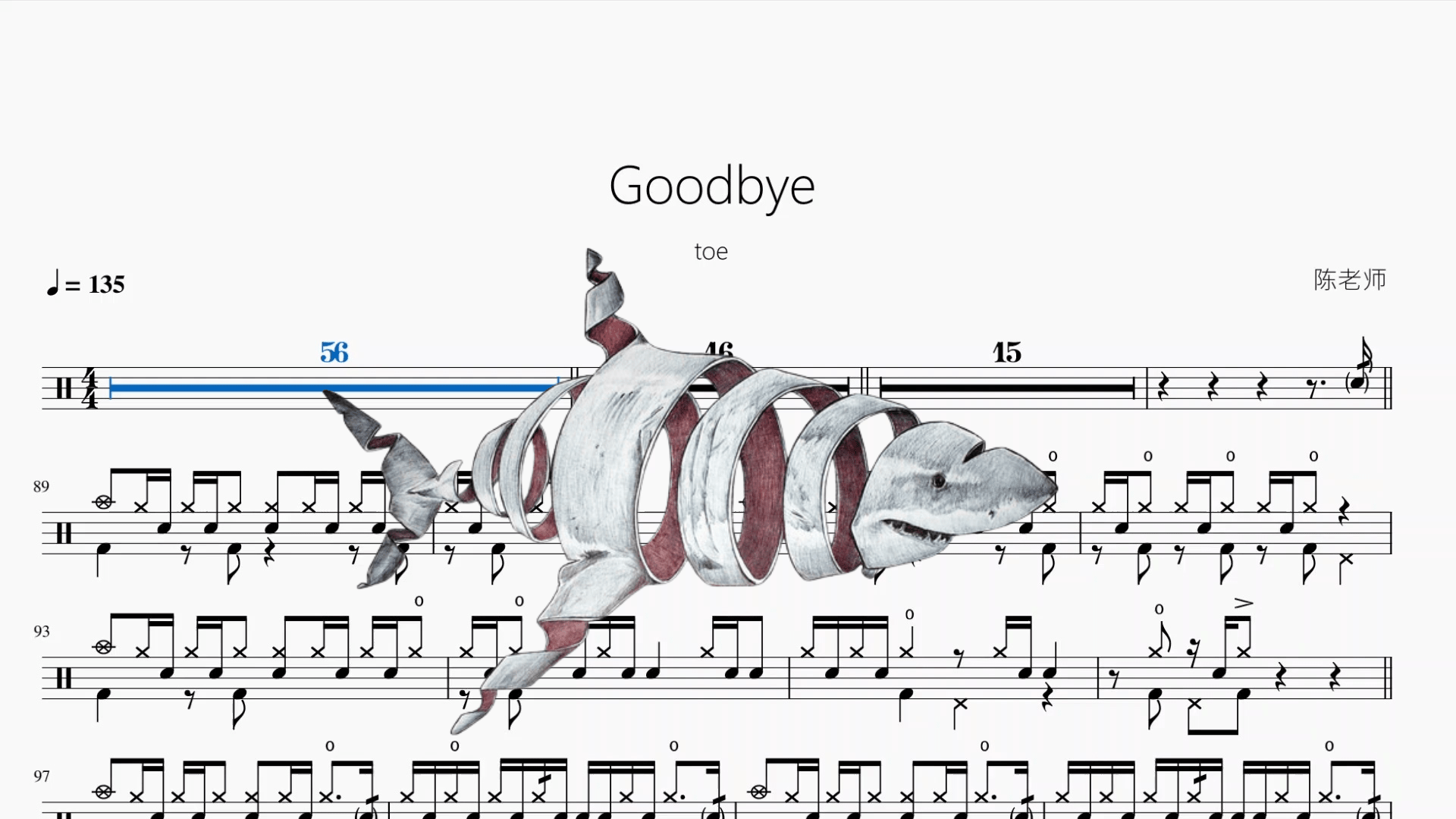 Goodbye【toe】 - 鼓譜 Drumtabs ドラム楽譜