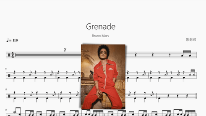 Grenade【火星哥】 — partitura de batería Drumtabs