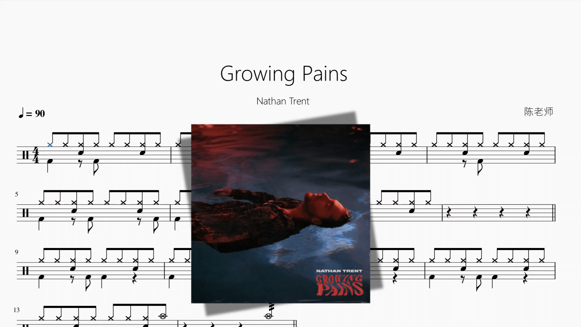 Growing Pains【Nathan Trent】 - 鼓譜 Drumtabs ドラム楽譜