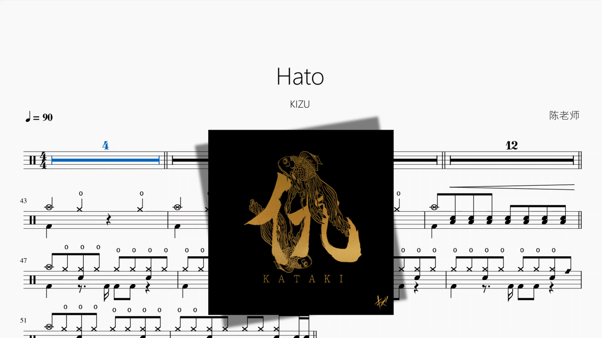 Hato【KIZU】 — partitura de batería Drumtabs