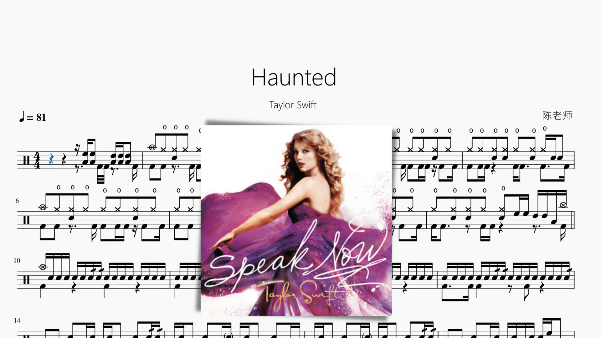 Haunted【Taylor Swift】 - 鼓譜 Drumtabs ドラム楽譜